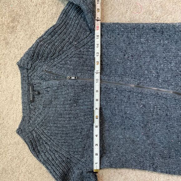Banana Republic Grey Full-Zip Collarless Ribbed Knit Long Sleeve Sweater Size S - Picture 7 of 12